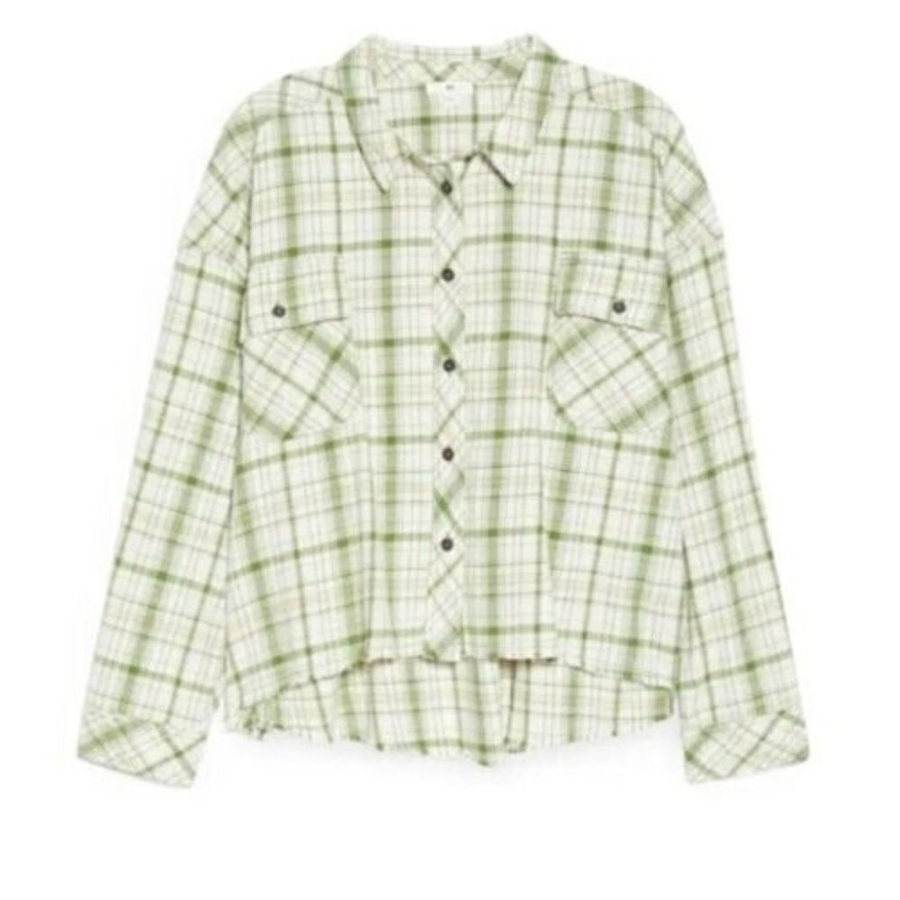 BP Long Sleeve Bnwot Plaid Top Sz Small Womens Frayed Hem